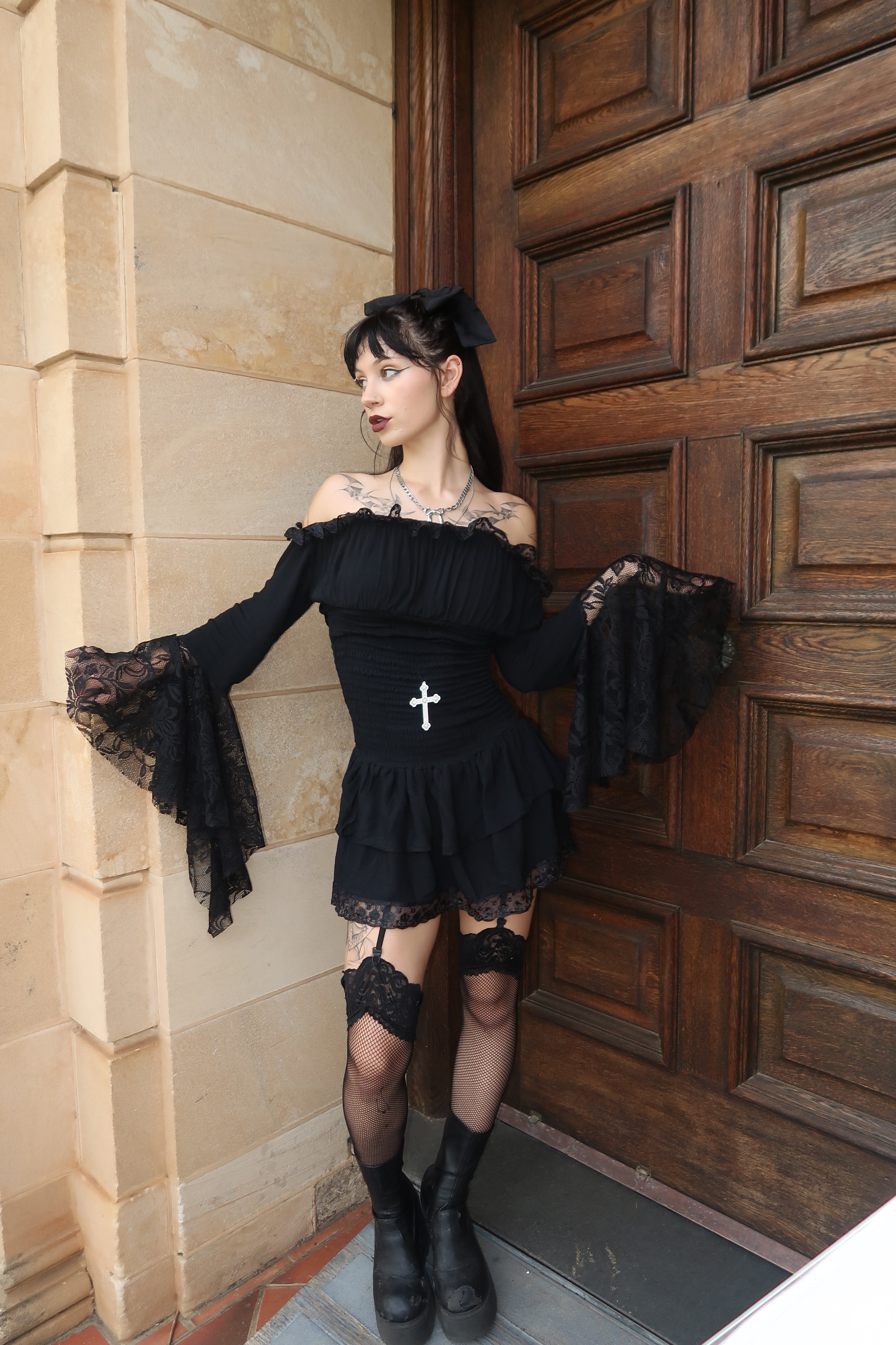 MILKMAID DRESS - MINI (EBONY)