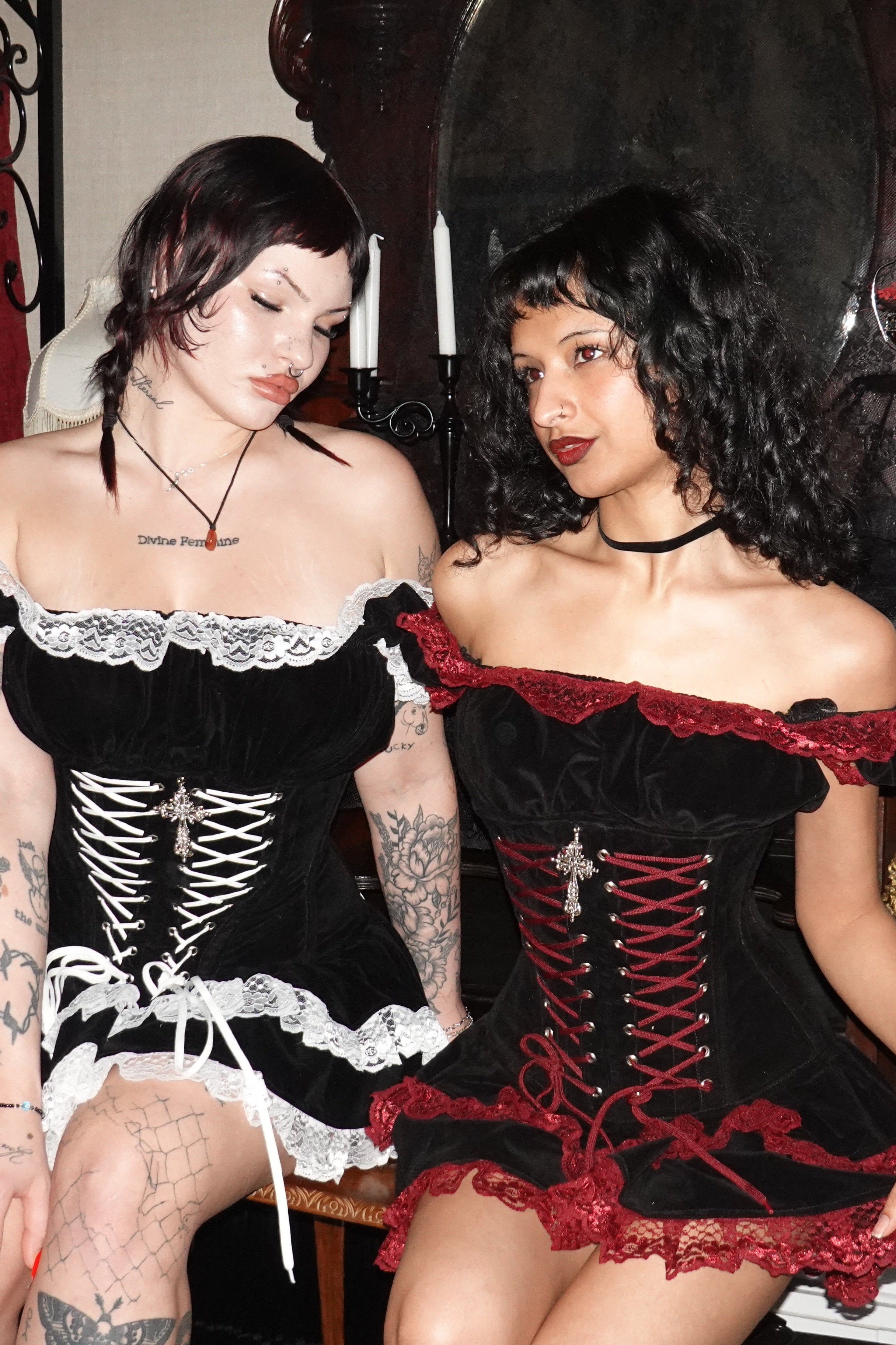 Dolly Mini Dress (Original) Model (L) 175cm, Size M - FM2U, Dolly Mini Dress Blood - Model (R) 152 cm, Size XS - FM2U