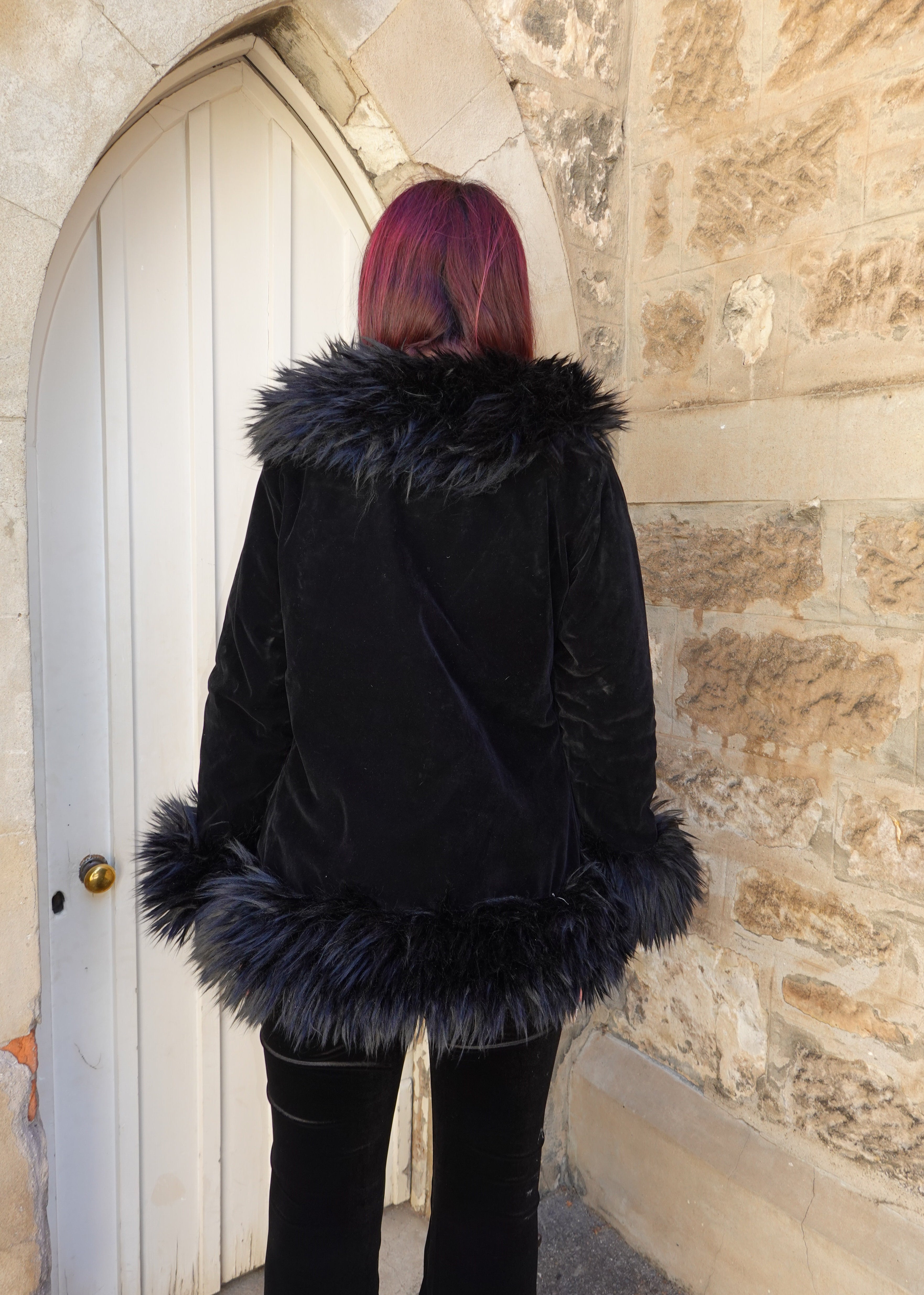Pierced Afghan Coat, Model - 166cm, Size S - FM2U