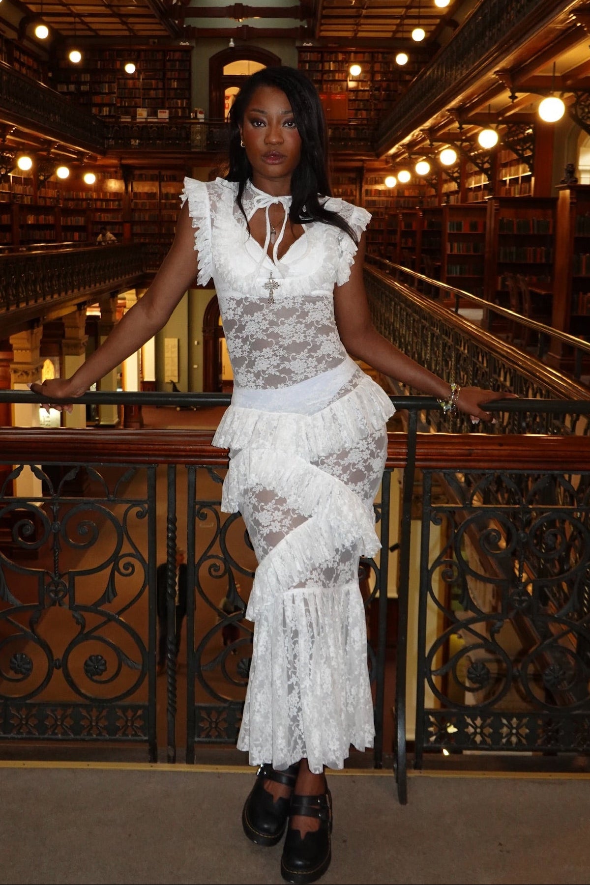 Evangeline White Lace Dress - Model 172 cm, Size XS - FM2U