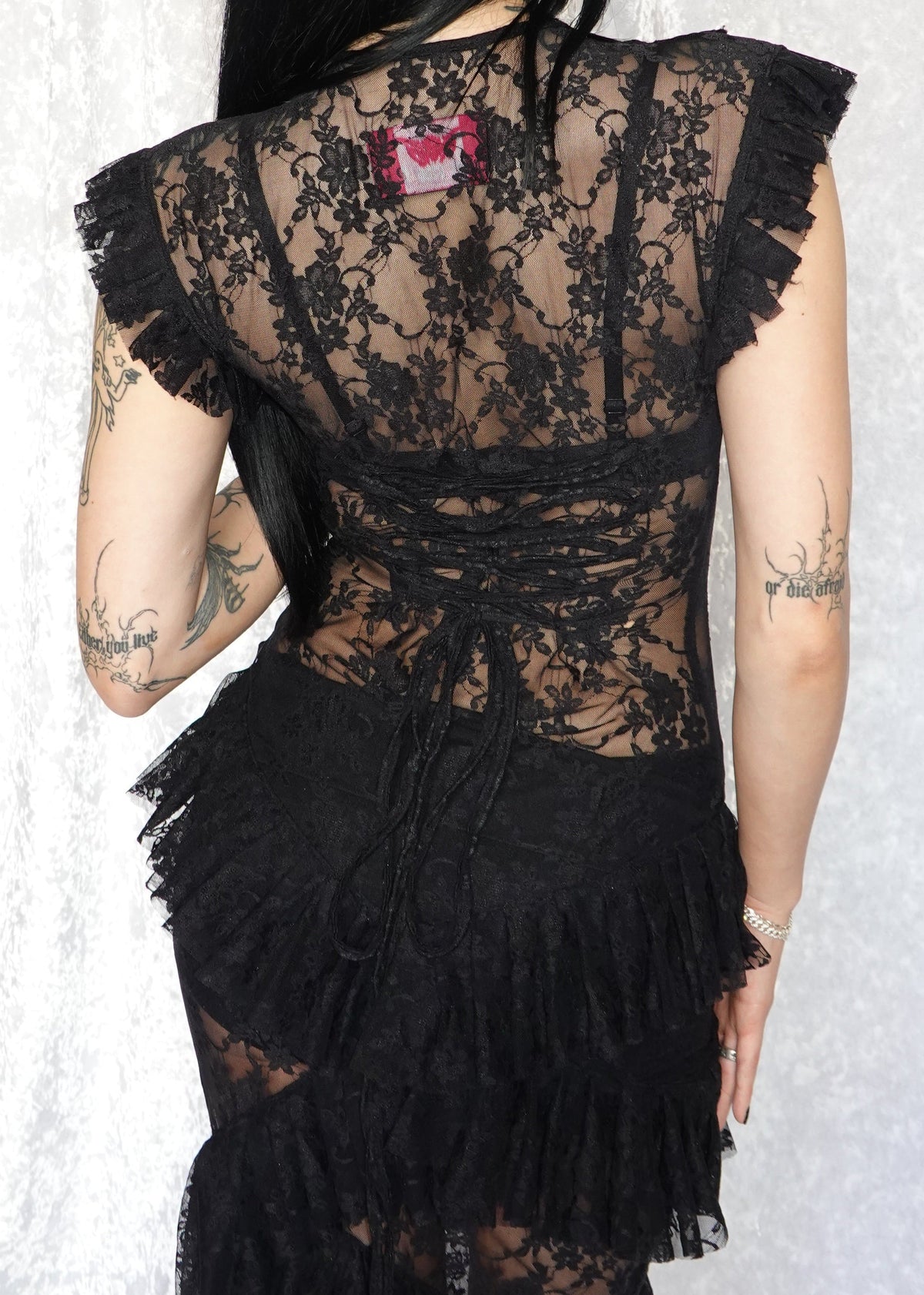 Black Evangeline Lace Dress - Model 167cm, Size XS - FM2U