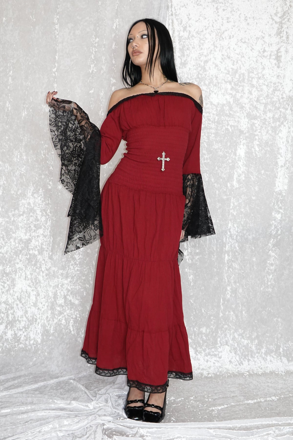 Red Maxi Milkmaid (SAMPLE) | Model 167cm, Size XS - FM2U