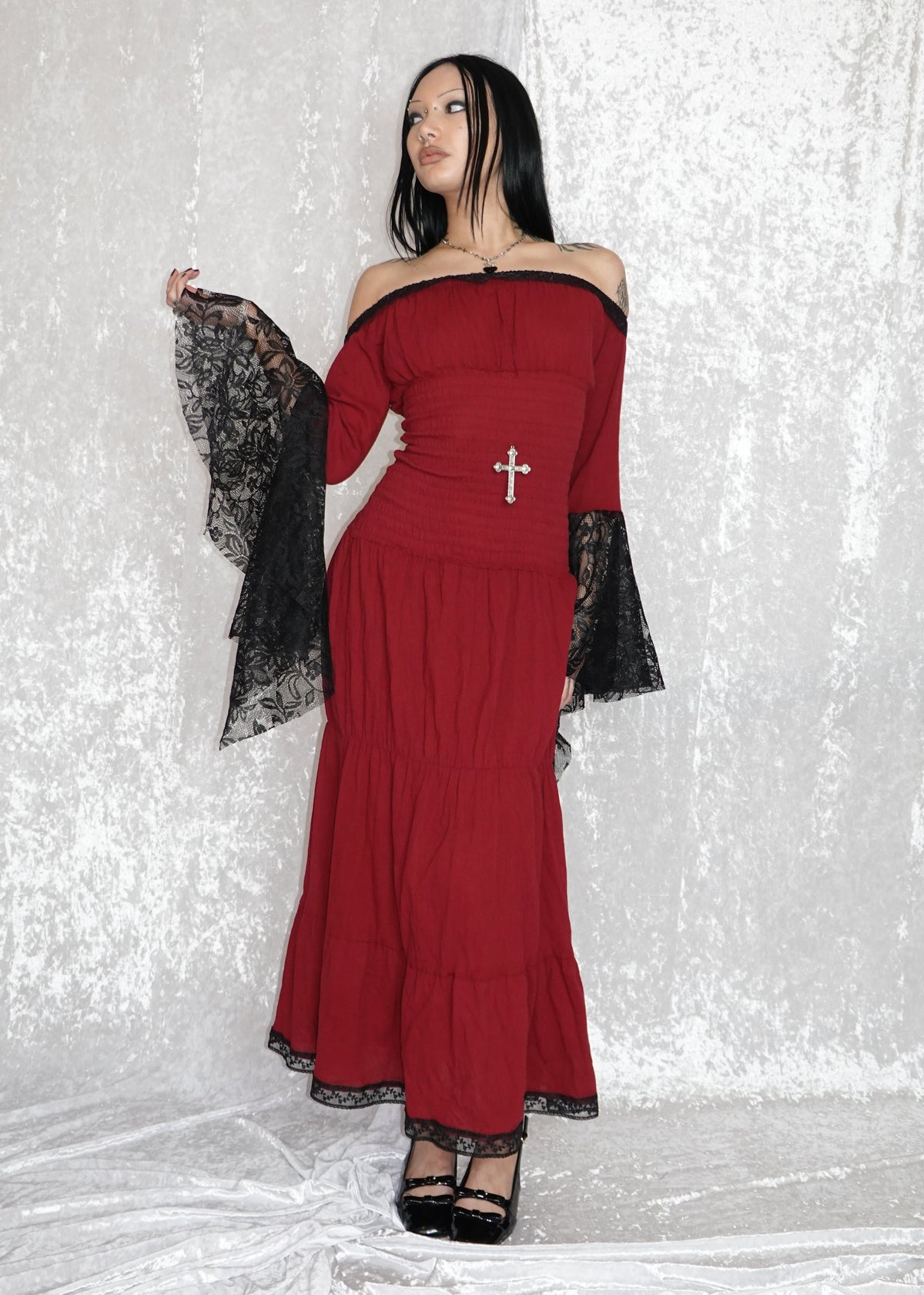 Red Maxi Milkmaid (SAMPLE) | Model 167cm, Size XS - FM2U