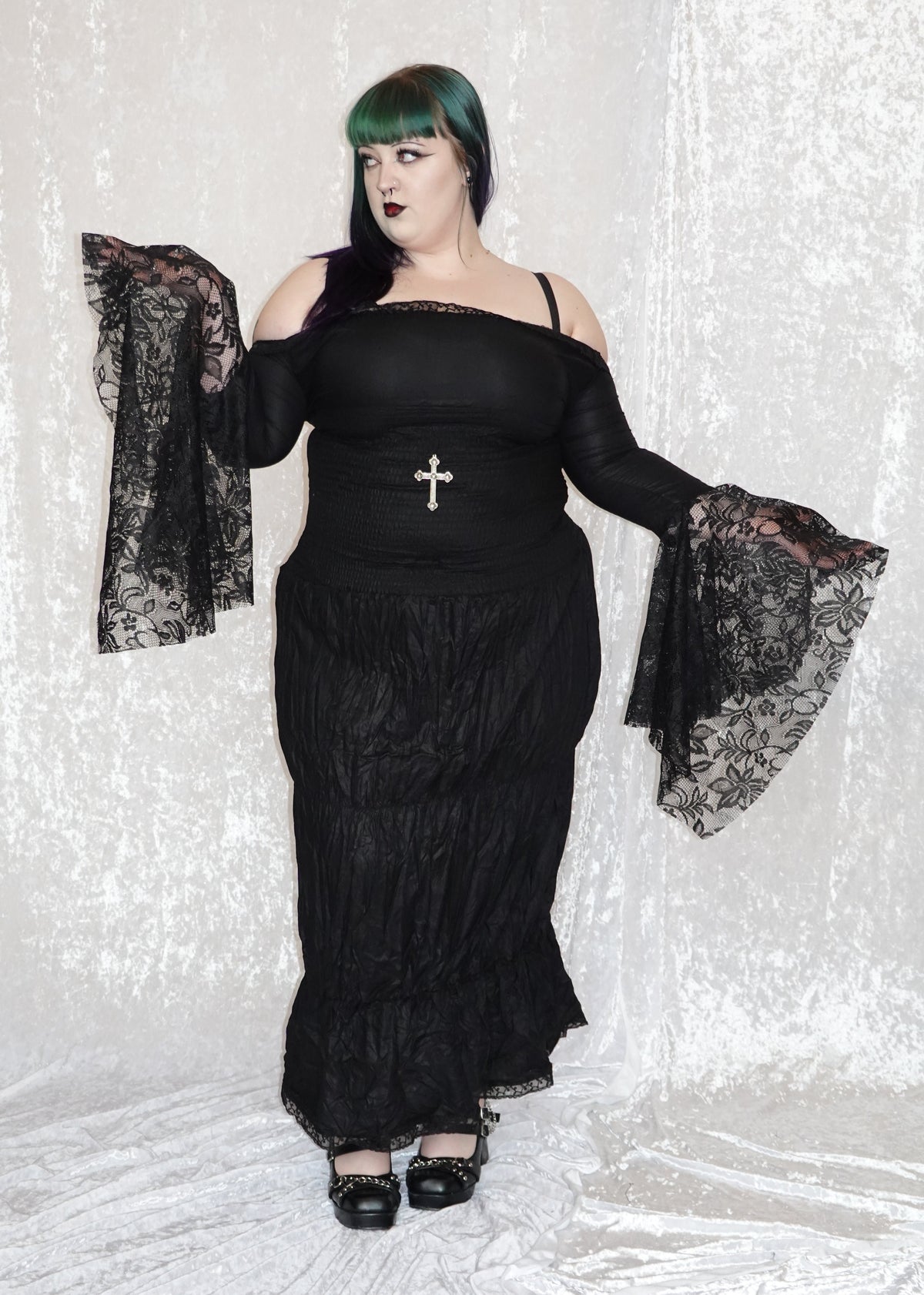 Black Maxi Milkmaid (SAMPLE) | Model 162cm, Size XL - FM2U