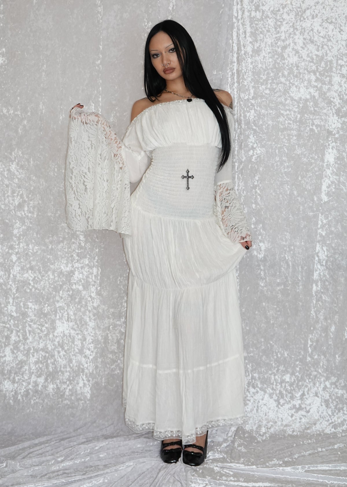 White Maxi Milkmaid (SAMPLE) | Model 167cm, Size XS - FM2U