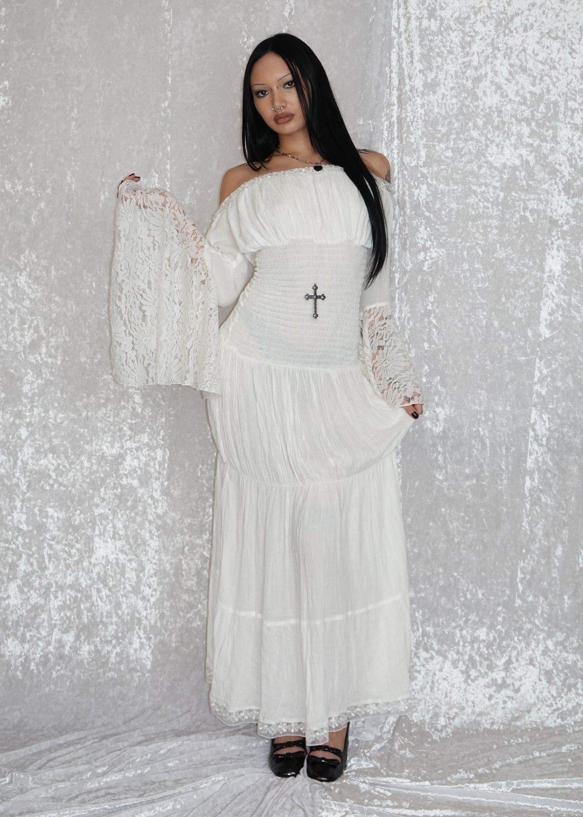 White Maxi Milkmaid (SAMPLE) | Model 167cm, Size XS - FM2U