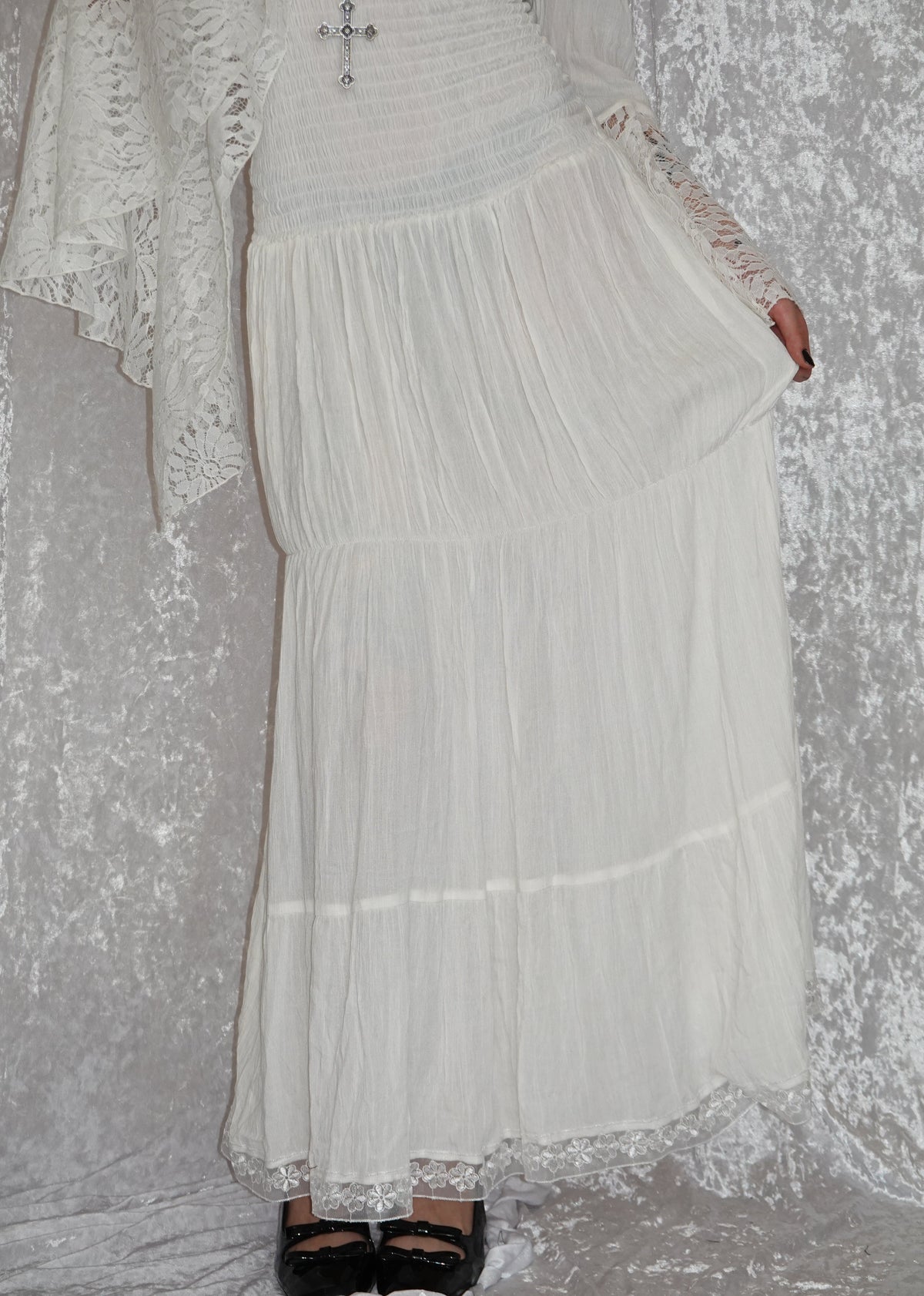 White Maxi Milkmaid (SAMPLE) | Model 167cm, Size XS - FM2U