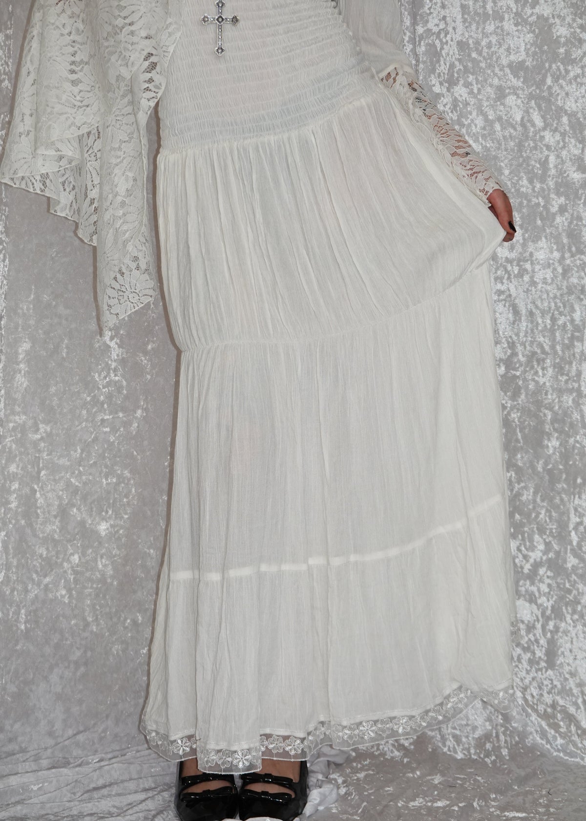 White Maxi Milkmaid (SAMPLE) | Model 167cm, Size XS - FM2U