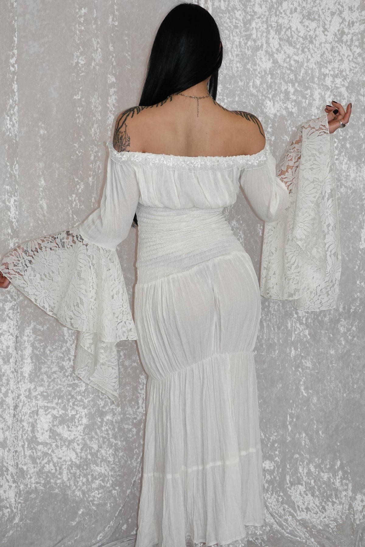 White Maxi Milkmaid (SAMPLE) | Model 167cm, Size XS - FM2U