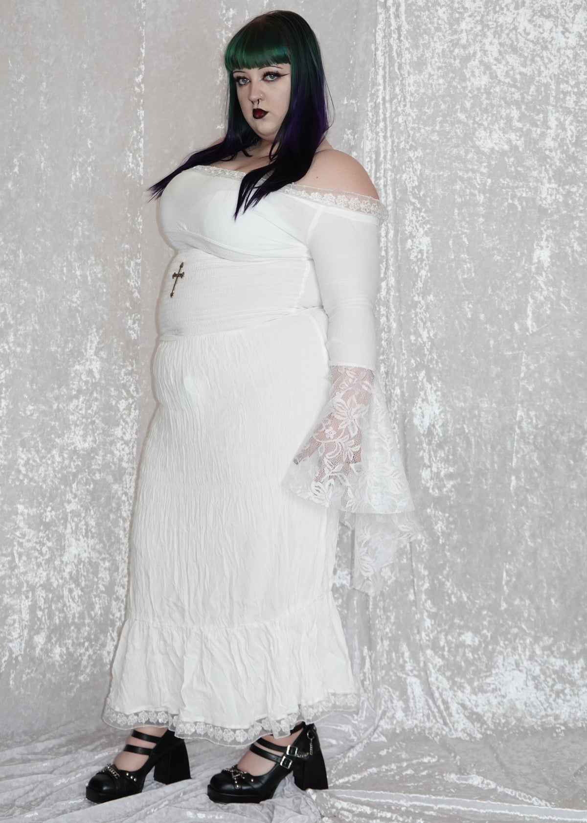 White Maxi Milkmaid (SAMPLE) | Model 162cm, Size XL - FM2U