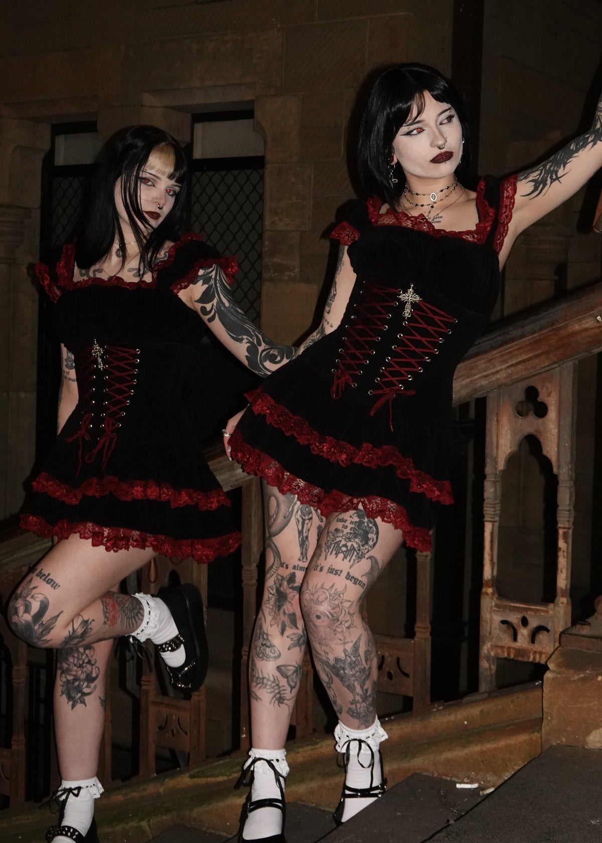 Dolly Mini Dress Blood - Model (L) 170 cm, Size S - FM2U | Model (R) 165 cm, Size S - FM2U