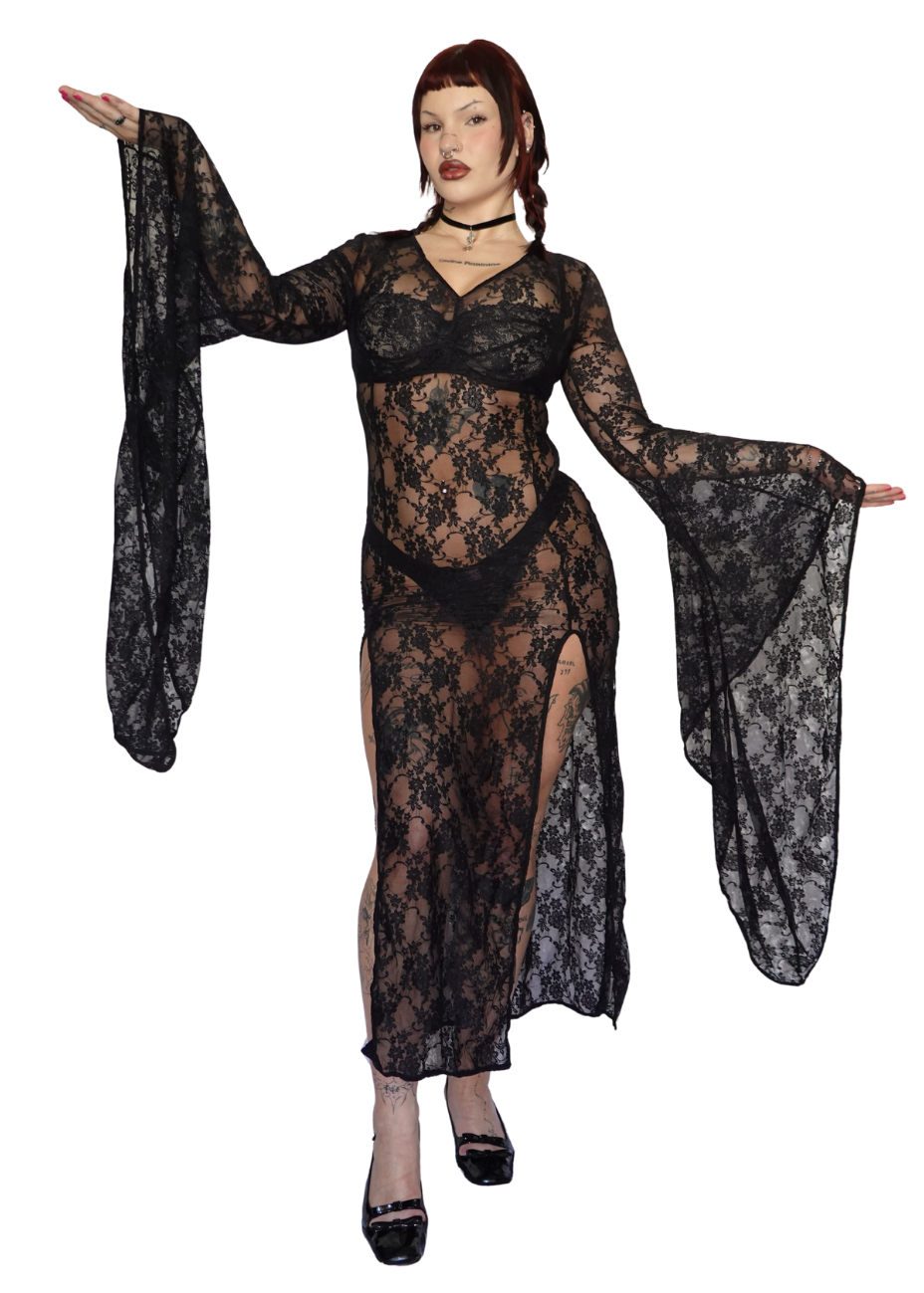 Black Cascadia Lace Dress - Model 175 cm, Size 10 - FM2U