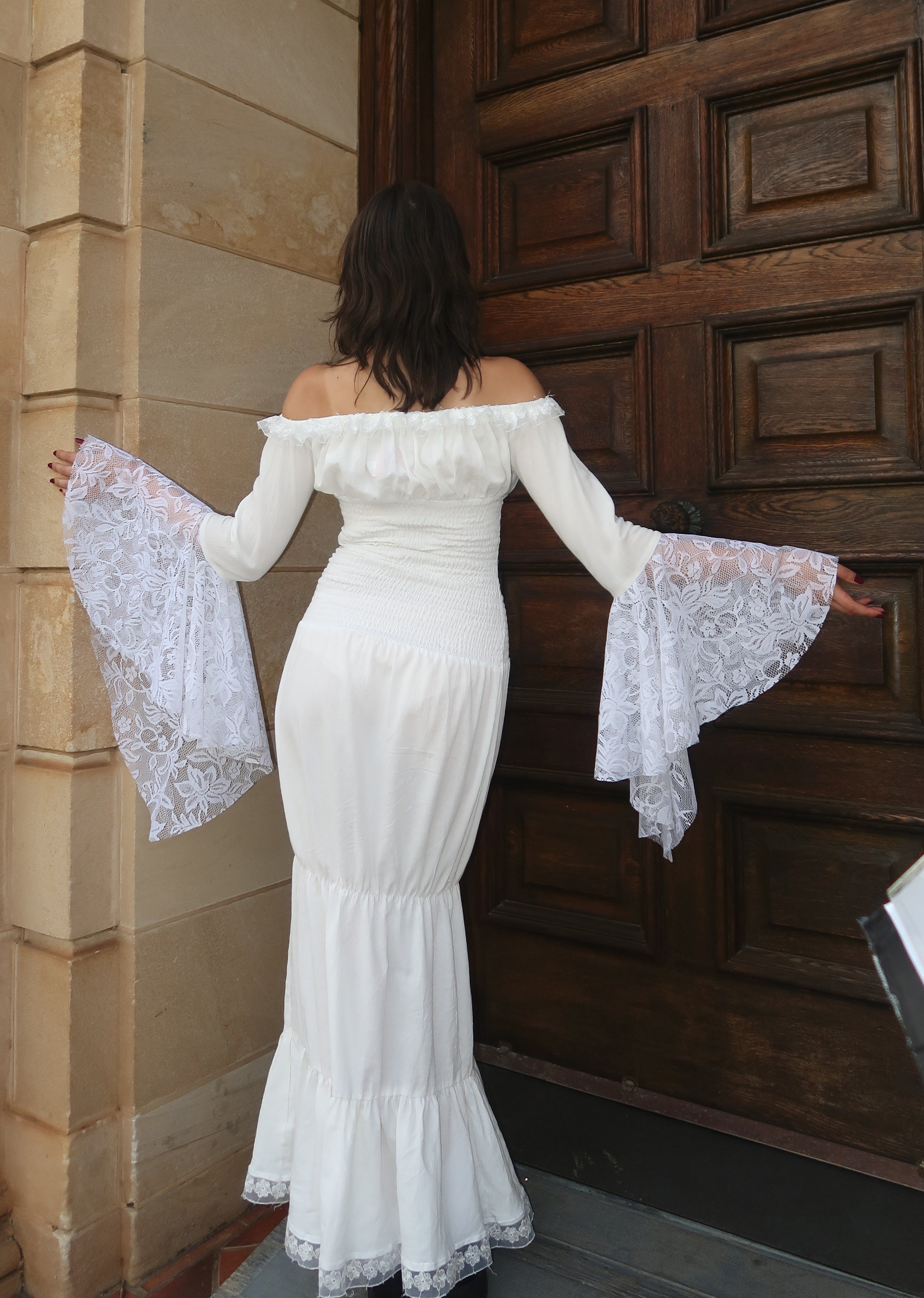 Milkmaid Dress Maxi (Ivory) - Model 168 cm, Size S - FM2U