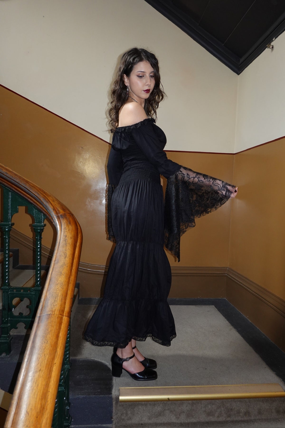 black milkmaid dress YOURS Plus Size Maxi Style with chunky knee ASOS Milkmaid Long Sleeve Sleeve