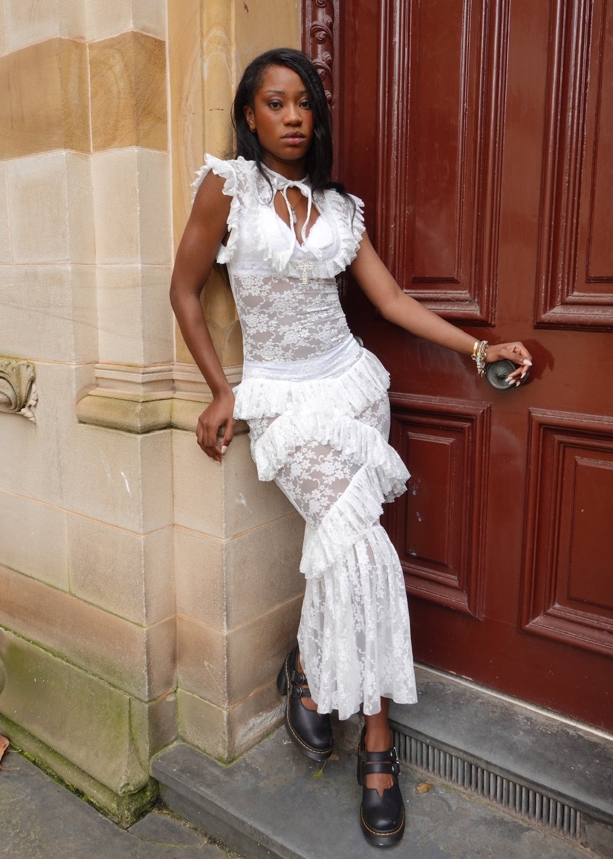 Evangeline White Lace Dress - Model 172 cm, Size XS - FM2U