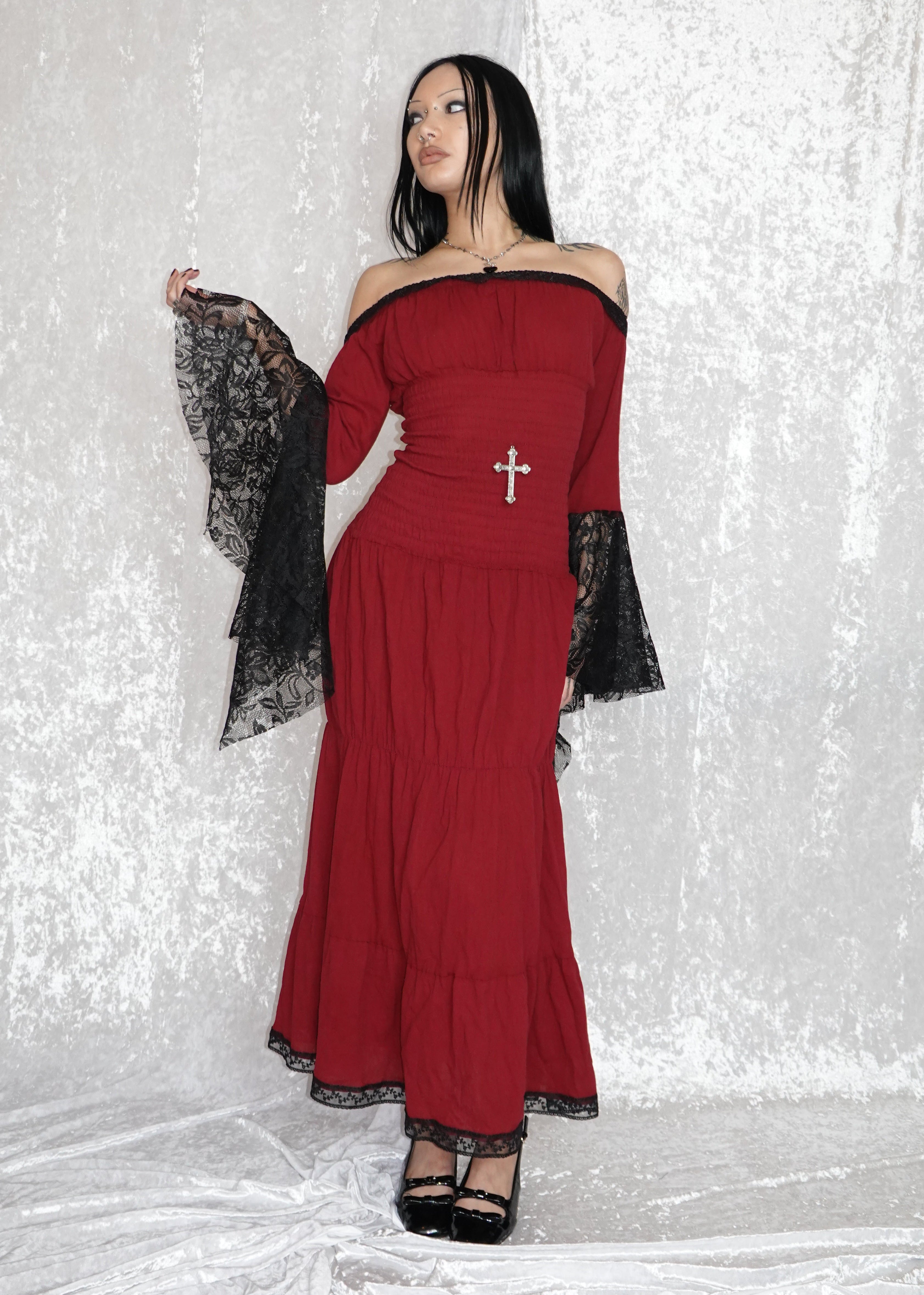 Red Maxi Milkmaid (SAMPLE) | Model 167cm, Size XS - FM2U