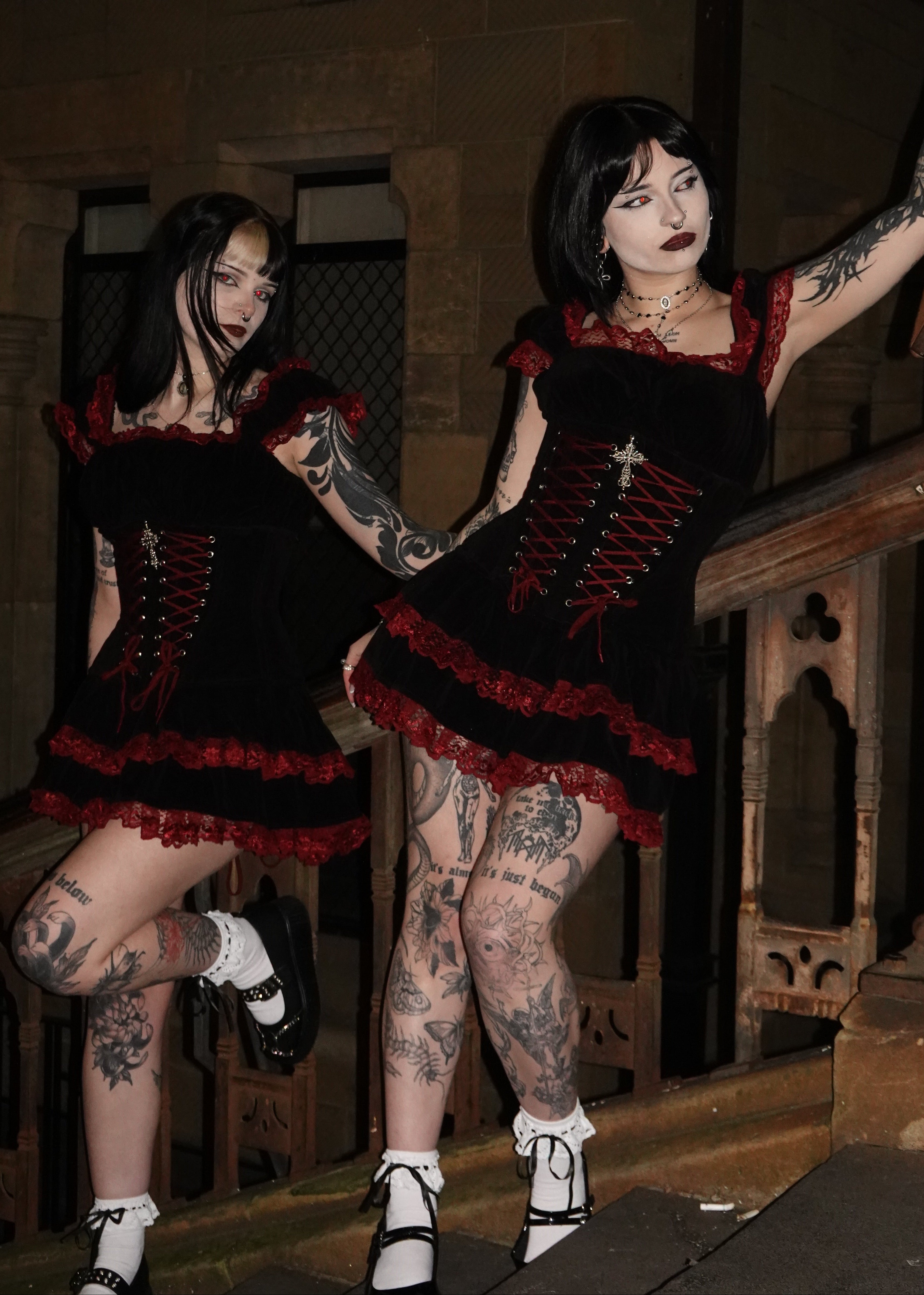 Dolly Mini Dress Blood - Model (L) 170 cm, Size S - FM2U | Model (R) 165 cm, Size S - FM2U