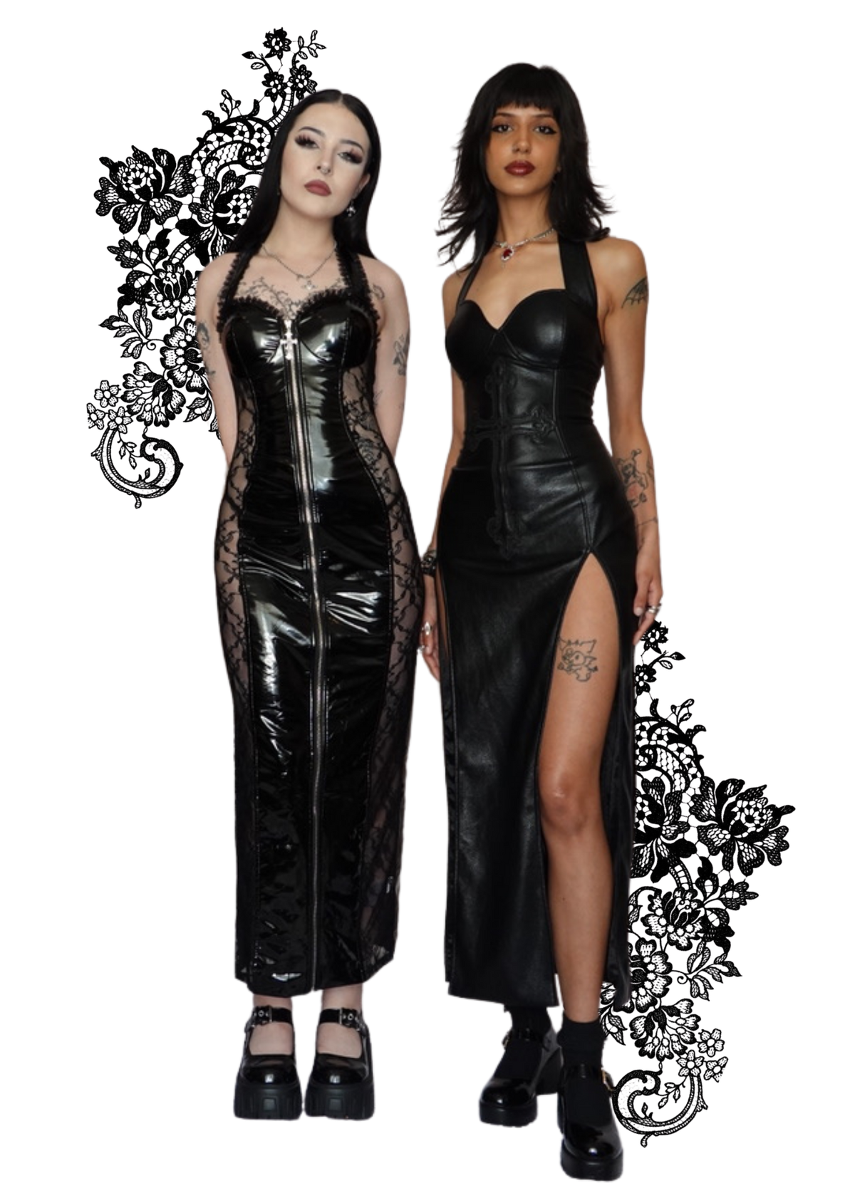 Belladonna Dress (R) - Model 172 cm, Size XS - Seraphina Dress (L) - Model 172 cm, Size XS - FM2U